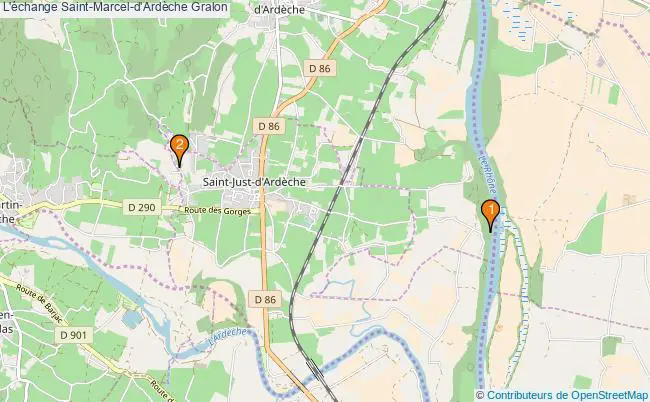 plan L'échange Saint-Marcel-d'Ardèche Associations l'échange Saint-Marcel-d'Ardèche : 2 associations