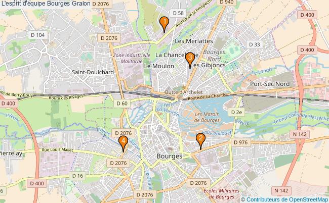 plan L'esprit d'équipe Bourges Associations l'esprit d'équipe Bourges : 4 associations