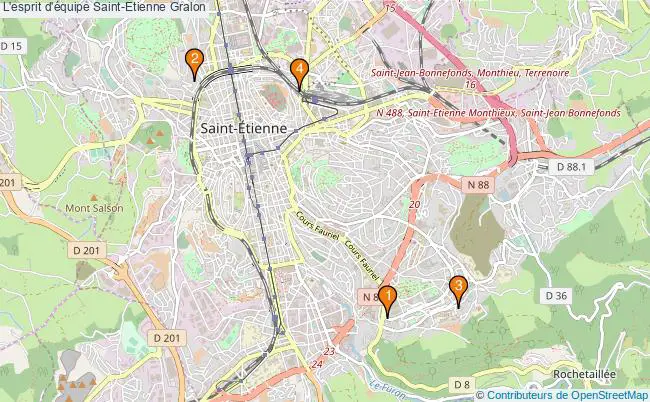 plan L'esprit d'équipe Saint-Etienne Associations l'esprit d'équipe Saint-Etienne : 4 associations