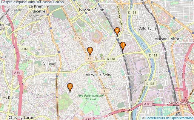 plan L'esprit d'équipe Vitry-sur-Seine Associations l'esprit d'équipe Vitry-sur-Seine : 4 associations