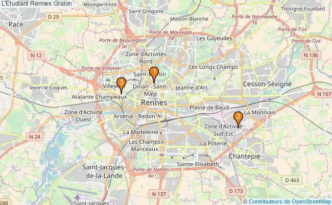 plan L'Etudiant Rennes Associations L'Etudiant Rennes : 3 associations