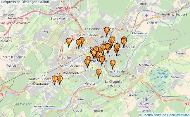 plan L'expression Besançon Associations l'expression Besançon : 28 associations