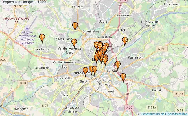 plan L'expression Limoges Associations l'expression Limoges : 27 associations