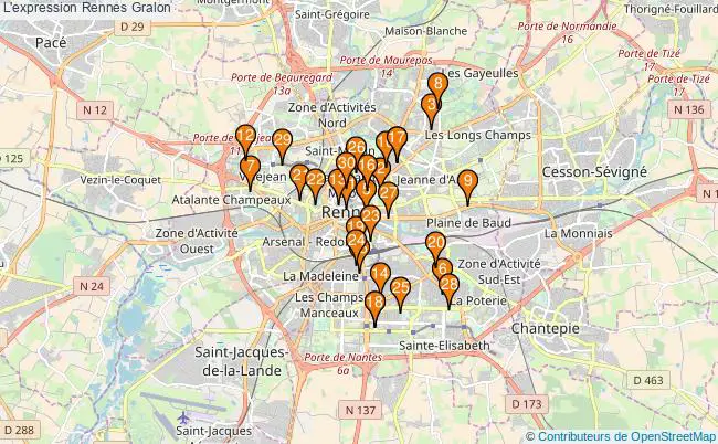plan L'expression Rennes Associations l'expression Rennes : 81 associations