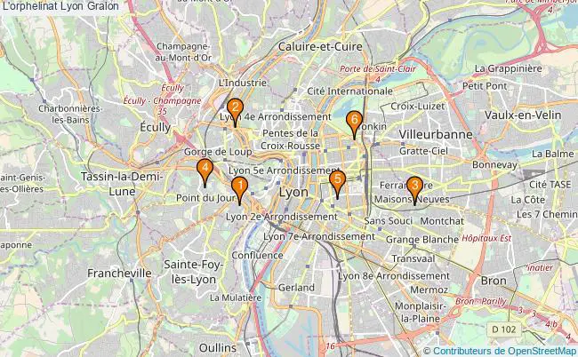 plan L'orphelinat Lyon Associations l'orphelinat Lyon : 6 associations