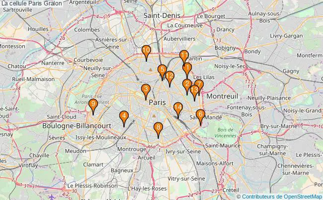 plan La cellule Paris Associations La cellule Paris : 14 associations