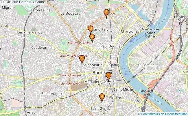 plan La Clinique Bordeaux Associations La Clinique Bordeaux : 6 associations
