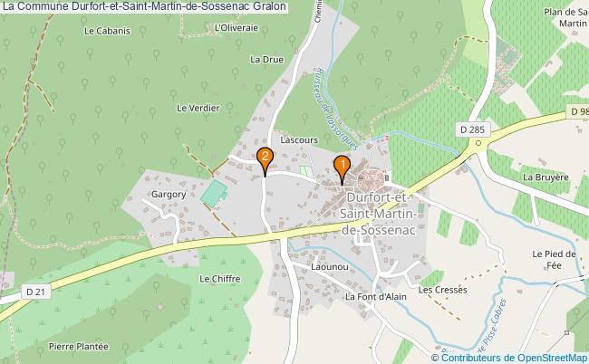 plan La Commune Durfort-et-Saint-Martin-de-Sossenac Associations La Commune Durfort-et-Saint-Martin-de-Sossenac : 3 associations