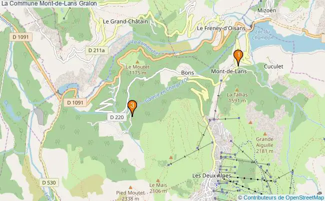 plan La Commune Mont-de-Lans Associations La Commune Mont-de-Lans : 6 associations