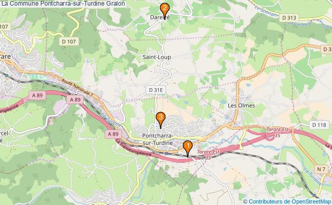 plan La Commune Pontcharra-sur-Turdine Associations La Commune Pontcharra-sur-Turdine : 4 associations