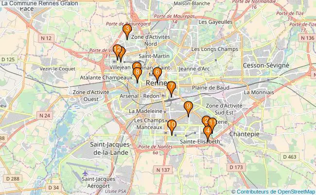 plan La Commune Rennes Associations La Commune Rennes : 15 associations