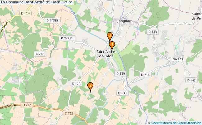 plan La Commune Saint-André-de-Lidon Associations La Commune Saint-André-de-Lidon : 3 associations