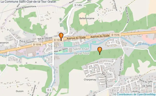plan La Commune Saint-Clair-de-la-Tour Associations La Commune Saint-Clair-de-la-Tour : 4 associations