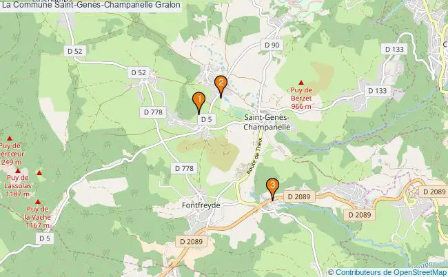plan La Commune Saint-Genès-Champanelle Associations La Commune Saint-Genès-Champanelle : 4 associations