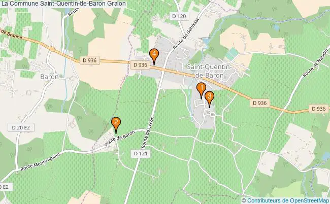plan La Commune Saint-Quentin-de-Baron Associations La Commune Saint-Quentin-de-Baron : 4 associations