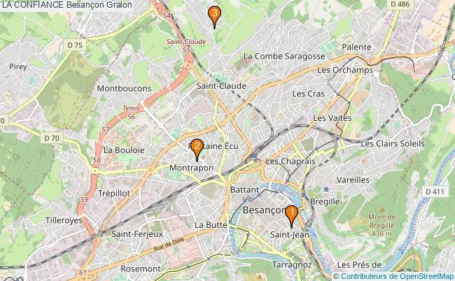 plan LA CONFIANCE Besançon Associations LA CONFIANCE Besançon : 3 associations