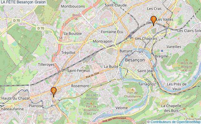 plan LA FÊTE Besançon Associations LA FÊTE Besançon : 2 associations