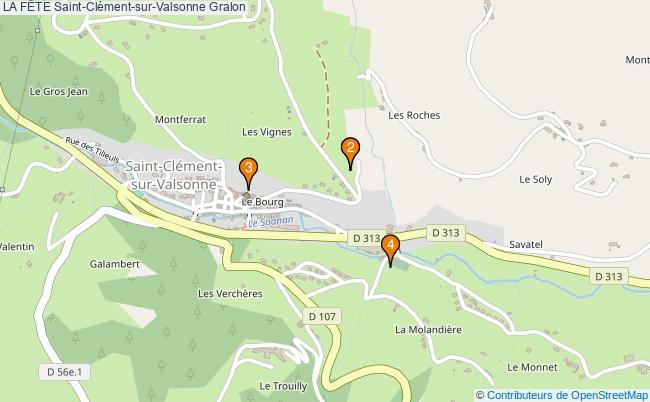 plan LA FÊTE Saint-Clément-sur-Valsonne Associations LA FÊTE Saint-Clément-sur-Valsonne : 4 associations