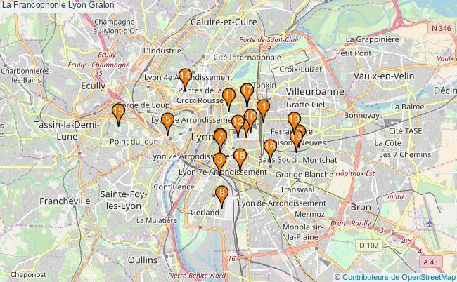 plan La Francophonie Lyon Associations La Francophonie Lyon : 23 associations