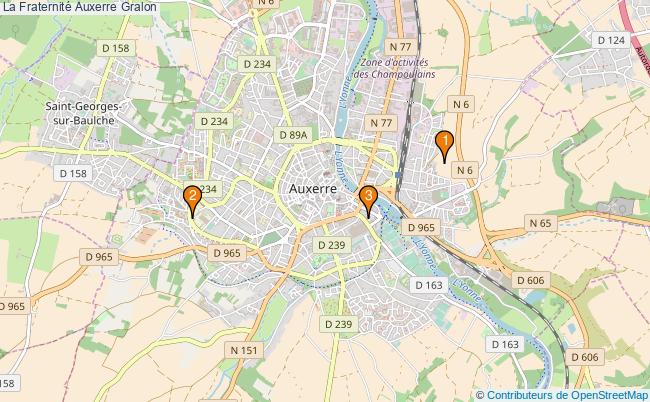 plan La Fraternité Auxerre Associations La Fraternité Auxerre : 3 associations
