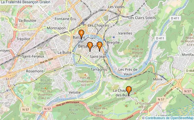 plan La Fraternité Besançon Associations La Fraternité Besançon : 6 associations