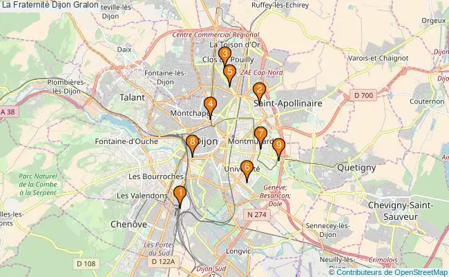 plan La Fraternité Dijon Associations La Fraternité Dijon : 10 associations