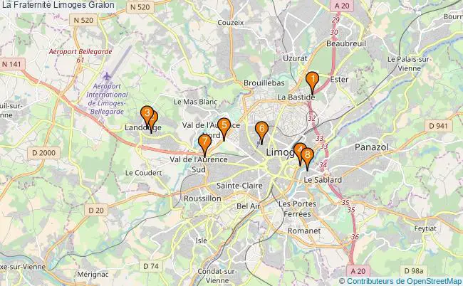 plan La Fraternité Limoges Associations La Fraternité Limoges : 8 associations