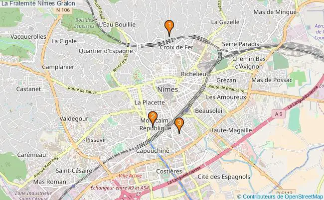 plan La Fraternité Nîmes Associations La Fraternité Nîmes : 3 associations