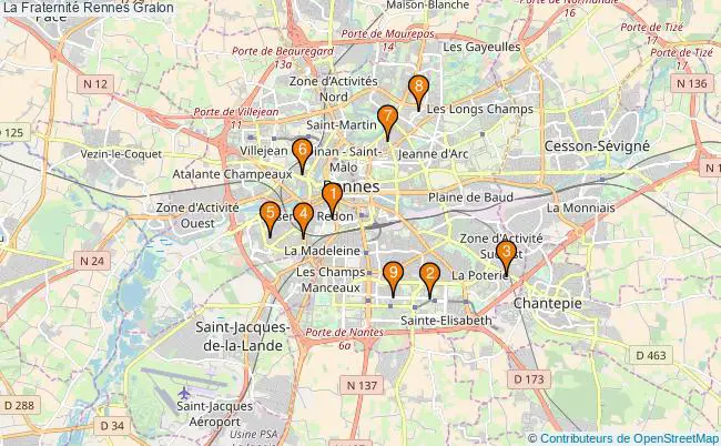 plan La Fraternité Rennes Associations La Fraternité Rennes : 10 associations
