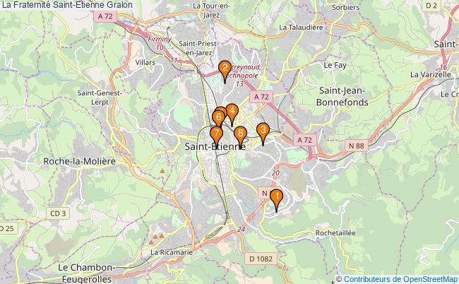 plan La Fraternité Saint-Etienne Associations La Fraternité Saint-Etienne : 8 associations