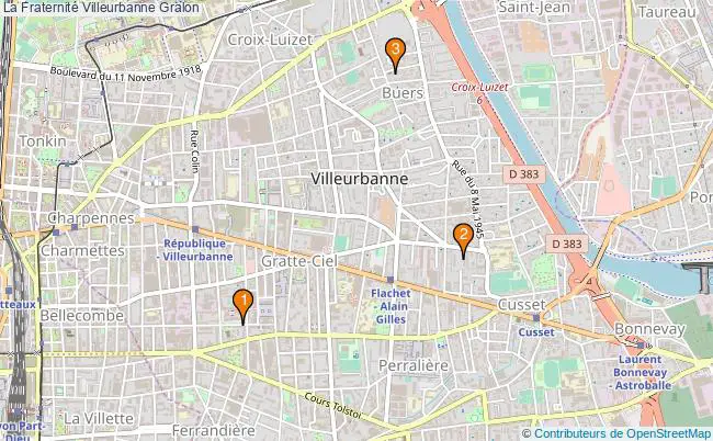 plan La Fraternité Villeurbanne Associations La Fraternité Villeurbanne : 5 associations