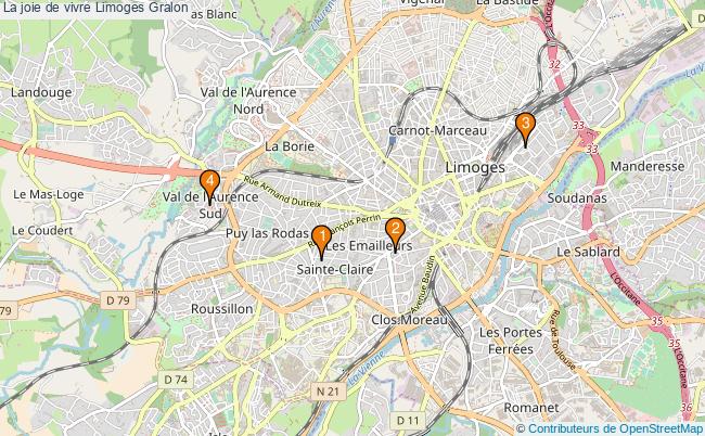 plan La joie de vivre Limoges Associations La joie de vivre Limoges : 4 associations