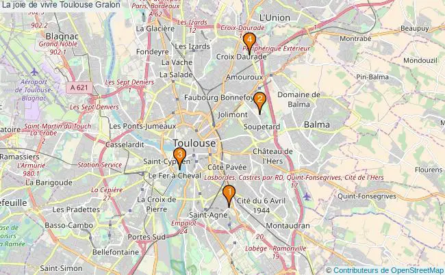 plan La joie de vivre Toulouse Associations La joie de vivre Toulouse : 3 associations