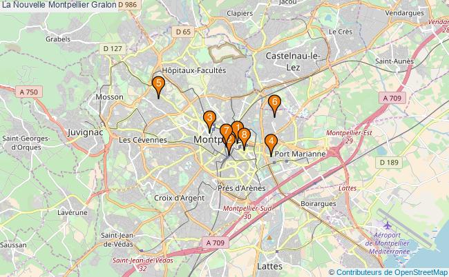 plan La Nouvelle Montpellier Associations La Nouvelle Montpellier : 8 associations