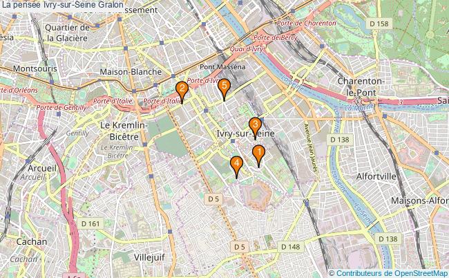 plan La pensée Ivry-sur-Seine Associations La pensée Ivry-sur-Seine : 5 associations