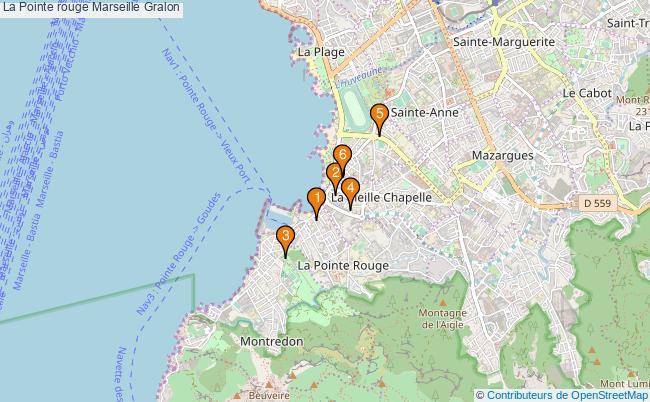 plan La Pointe rouge Marseille Associations La Pointe rouge Marseille : 6 associations