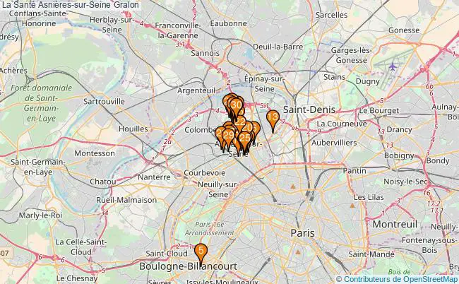 plan La Santé Asnières-sur-Seine Associations La Santé Asnières-sur-Seine : 33 associations