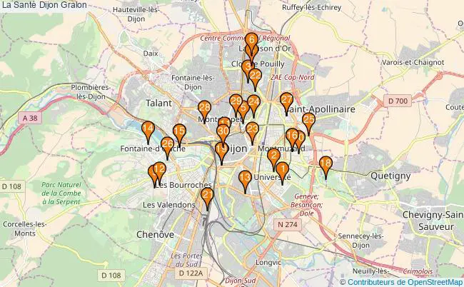 plan La Santé Dijon Associations La Santé Dijon : 76 associations