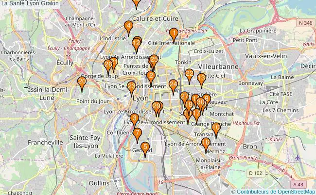 plan La Santé Lyon Associations La Santé Lyon : 347 associations