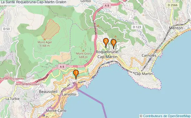 plan La Santé Roquebrune-Cap-Martin Associations La Santé Roquebrune-Cap-Martin : 3 associations