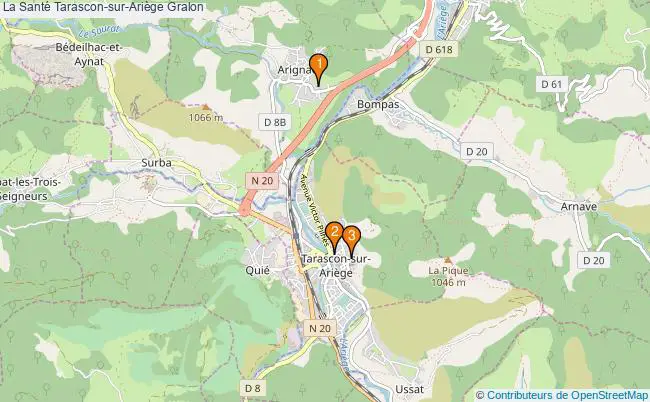 plan La Santé Tarascon-sur-Ariège Associations La Santé Tarascon-sur-Ariège : 4 associations