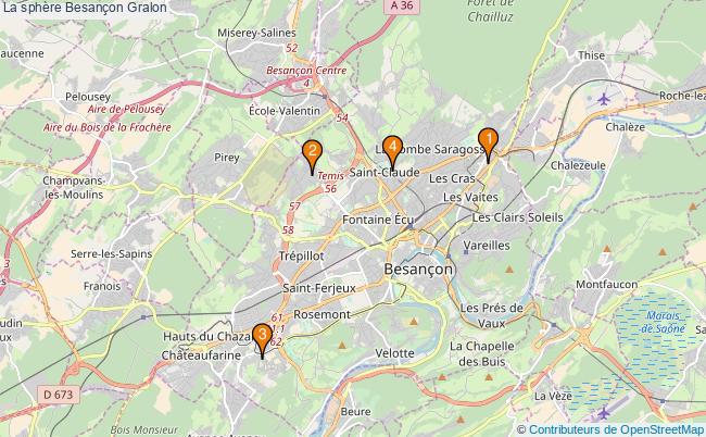 plan La sphère Besançon Associations La sphère Besançon : 6 associations