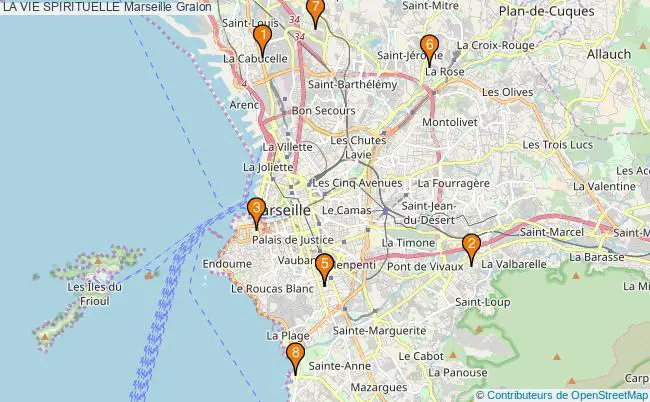 plan LA VIE SPIRITUELLE Marseille Associations LA VIE SPIRITUELLE Marseille : 8 associations