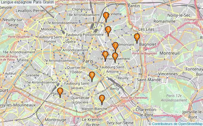 plan Langue espagnole Paris Associations langue espagnole Paris : 11 associations