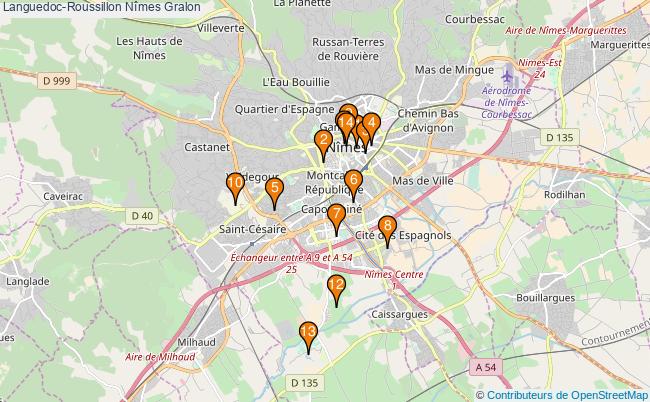 plan Languedoc-Roussillon Nîmes Associations Languedoc-Roussillon Nîmes : 14 associations