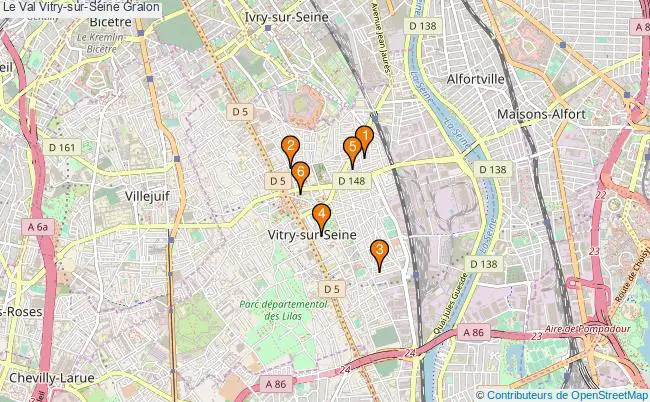plan Le Val Vitry-sur-Seine Associations Le Val Vitry-sur-Seine : 6 associations