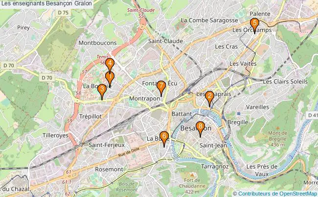 plan Les enseignants Besançon Associations Les enseignants Besançon : 11 associations