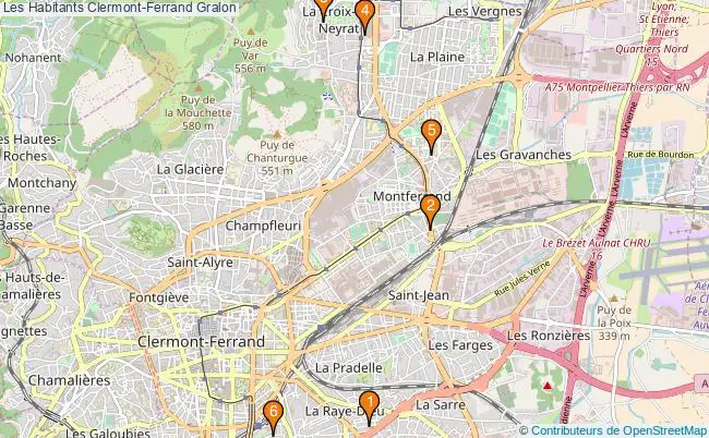 plan Les Habitants Clermont-Ferrand Associations Les Habitants Clermont-Ferrand : 6 associations
