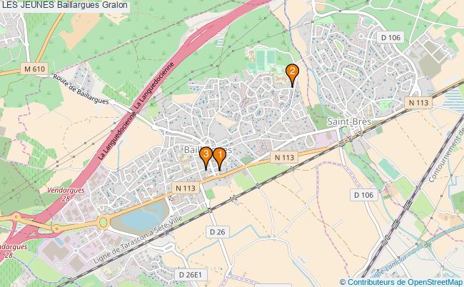 plan LES JEUNES Baillargues Associations LES JEUNES Baillargues : 2 associations