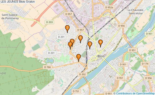 plan LES JEUNES Blois Associations LES JEUNES Blois : 7 associations